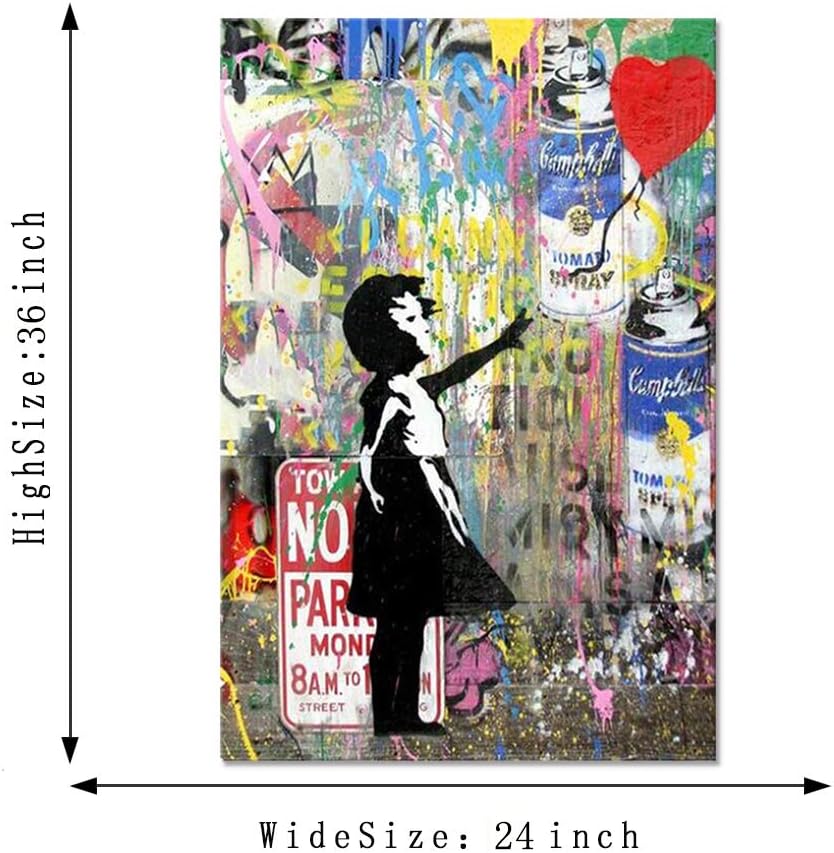 Stunning Banksy Girl and Balloon Canvas Art - Contemporary Graffiti Print for Stylish Home Decor - Ready to Hang 24x36 Inches