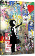 Stunning Banksy Girl and Balloon Canvas Art - Contemporary Graffiti Print for Stylish Home Decor - Ready to Hang 24x36 Inches
